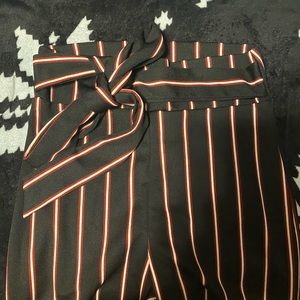 Black and red striped dress pants